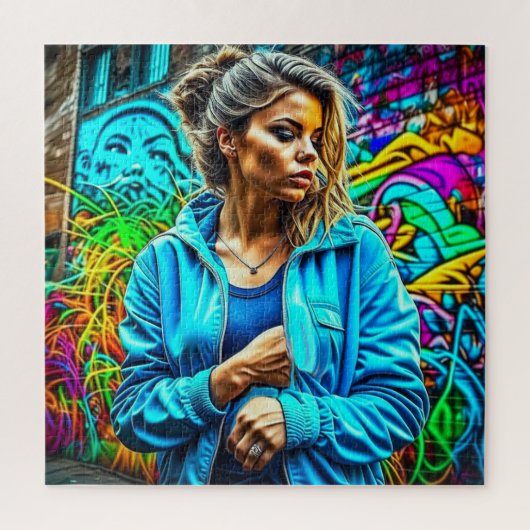Hübsches Graffiti Urban Street Art Girl Puzzle (Vertikal)