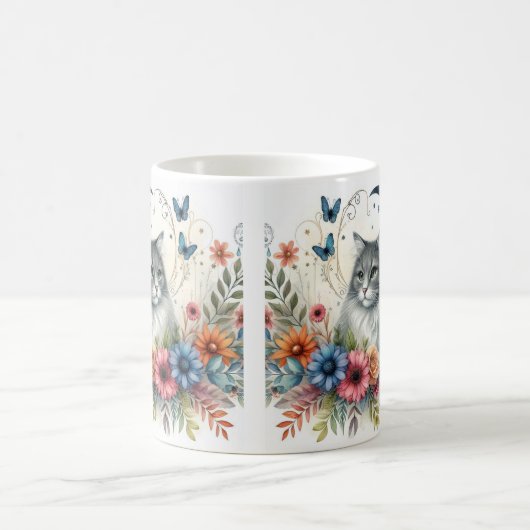 Hübsches graues Katapult mit Blume Tasse (Mittel)