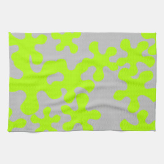 Hübsches graues Neon-grünes Schleimmuster Geschirrtuch (Horizontal)