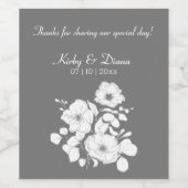 Hübsches, graues und weißes Blumenweinlabel Weinetikett (Einzelnes Label)