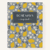 Hübsches Graugelbes Zitronenmuster Rezept Buch (Vorderseite)