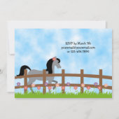 Hübsches Graupferd mit Blume Einladung zum Geburts (Rückseite)