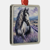 Hübsches Graupferd Stehend in Lavendel Ornament Aus Metall (Rechts)