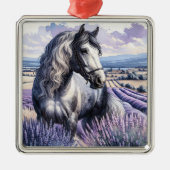 Hübsches Graupferd Stehend in Lavendel Ornament Aus Metall (Vorne)
