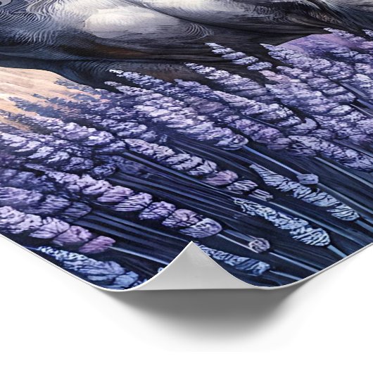 Hübsches Graupferd Stehend in Lavendel Poster (Ecke)