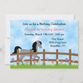 Hübsches Graupferd und Blume Geburtstag eines Mädc Einladung (Vorderseite)