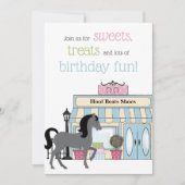 Hübsches Graupink, Grüne, Blaue Geburtstagsparty Einladung (Vorderseite)