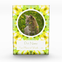 Hübsches grün-gelbes Andenken an Haustier Katze Hu Fotoblock