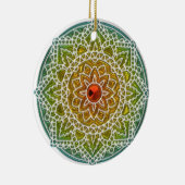 Hübsches Grün und Rot Mandala Weihnachtsgeschenk Keramikornament (Rechts)