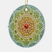 Hübsches Grün und Rot Mandala Weihnachtsgeschenk Keramikornament (Links)