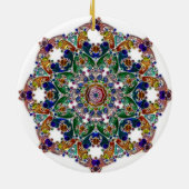Hübsches Grün und Rot Mandala Weihnachtsgeschenk Keramikornament (Hinten)