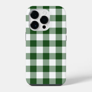 Hübsches grün-weißes Gingham-Muster iPhone 14 Pro Hülle