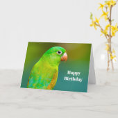 Hübsches Grüner Papagei Foto Geburtstag Karte (Gelbe Blume)