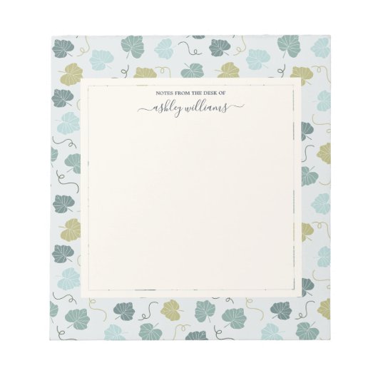 Hübsches grünes Blätter Muster vom Schreibtisch de Notizblock (Vorderseite)