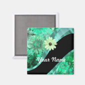 Hübsches grünes Blumenmuster Magnet (Vorderseite/Rückseite)