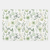 Hübsches grünes botanisches Blumenmuster Geschenkpapier Set (Vorderseite)