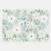 Hübsches grünes botanisches Blumenmuster Geschenkpapier Set (Vorderseite 2)