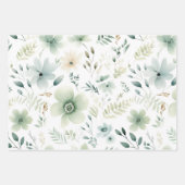 Hübsches grünes botanisches Blumenmuster Geschenkpapier Set (Vorderseite 3)