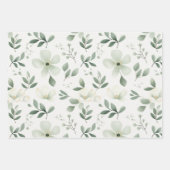 Hübsches grünes botanisches Blumenmuster Geschenkpapier Set (Vorderseite)