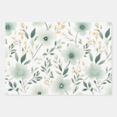 Hübsches grünes botanisches Blumenmuster Geschenkpapier Set (Vorderseite 3)
