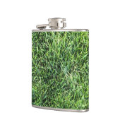 Hübsches Grüngras-Foto-Textur-Muster Spaß Flachmann (Links)