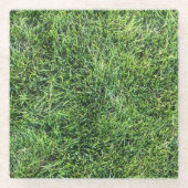 Hübsches Grüngras-Foto-Textur-Muster Spaß Glasuntersetzer (Vorderseite)