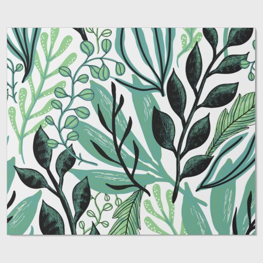 Hübsches Grünmuster Geschenkpapier (Flach)