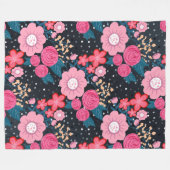 Hübsches gürtelrosa Floral Silber Dots Grau Design Fleecedecke (Vorderseite (Horizontal))