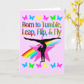 HÜBSCHES GYMNAST-MÄDCHEN KARTE (Gelbe Blume)