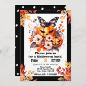 Hübsches Halloween Floral Pumpkin Bash Party Einladung (Vorne/Hinten)
