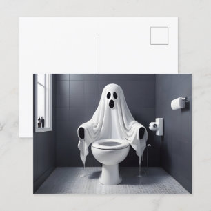 Hübsches Halloween-Geist in der Toilette Postkarte