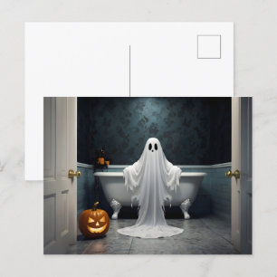 Hübsches Halloween-Geist in der Toilette Postkarte