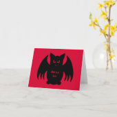 Hübsches Halloween-Vampir-Fledermaus in dunkelrot Karte (Gelbe Blume)