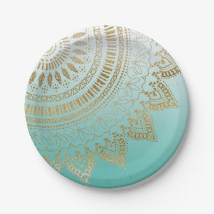 Hübsches, handgezeichnetes Mandala Pappteller
