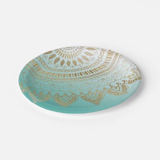 Hübsches, handgezeichnetes Mandala Pappteller (Schrägansicht)