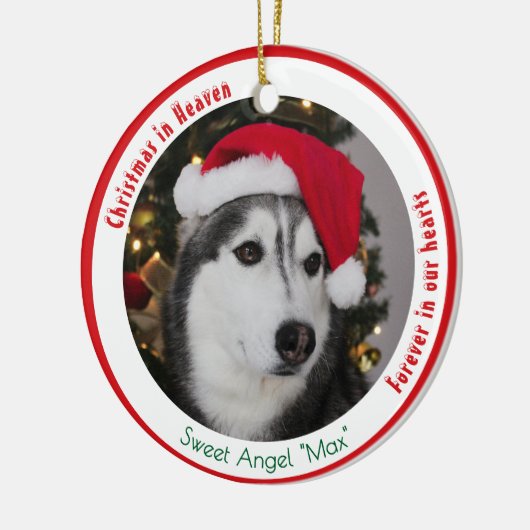 Hübsches Haustier Erinnerungsstück 2 Hunde Foto We Keramik Ornament (Links)