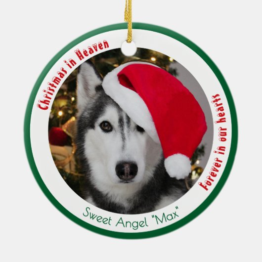 Hübsches Haustier Erinnerungsstück 2 Hunde Foto We Keramik Ornament (Hinten)