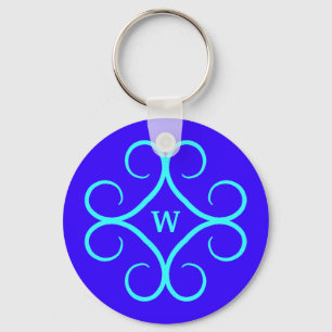 Hübsches helles des mit Monogramm blauen Aqua Schlüsselanhänger