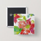 Hübsches helles Neon der Poinsettia-| Button (Vorne & Hinten)