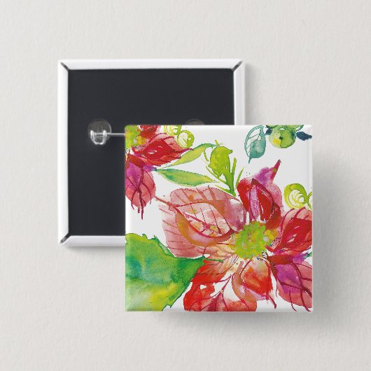 Hübsches helles Neon der Poinsettia-| Button (Vorne & Hinten)