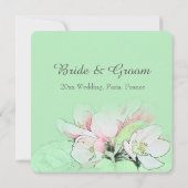 Hübsches hellrosa Apfel Blume Foto Hochzeit Einladung (Rückseite)