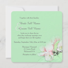 Hübsches hellrosa Apfel Blume Foto Hochzeit Einladung