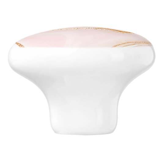 Hübsches, hellrosa goldfarbenes Marmordesign Keramikknauf (Seitenansicht)