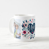 Hübsches Herz Floral 2 Foto Beste Mama je Kaffeetasse (Vorderseite Links)
