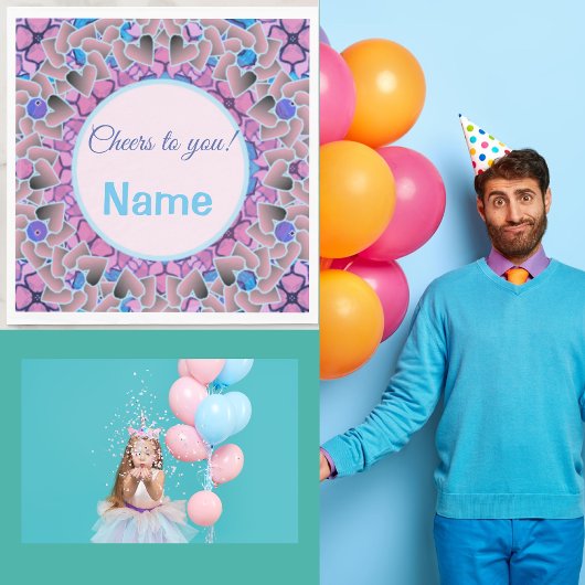 Hübsches Herz-Party mit Personalisierter Textvorla Serviette