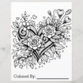 Hübsches Herz und Blume | Farbseite (Vorderseite)