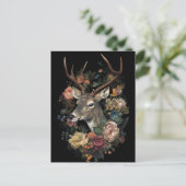 Hübsches Hirsch mit Blumenkranz Postkarte (Stehend Vorderseite)