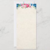 Hübsches Hochzeitsmenü in Rosa und Blau Blume Einladung (Rückseite)