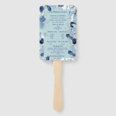 Hübsches Hochzeitsprogramm für Blaublauer Flora Fächer (Rückseite)