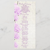 Hübsches Hochzeitsprogramm für die Pastel lila Programm (Rückseite)